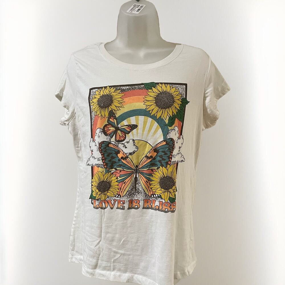 Wound Up Women Top Xl White Daisy Love Is Bliss